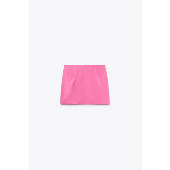 NWT ZARA FLAP TRIM MINI SKIRT BARBIE PINK JEWEL BUTTON EMBELLISHED RHINESTONE SZ - Picture 7 of 12